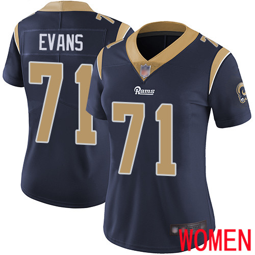 Los Angeles Rams Limited Navy Blue Women Bobby Evans Home Jersey NFL Football #71 Vapor Untouchable